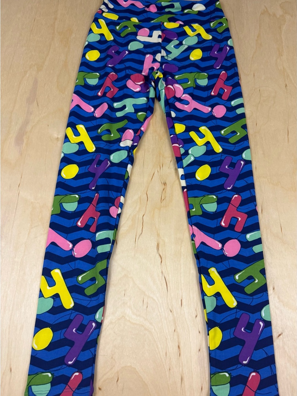 LuLaRoe Blue birthday #4 Multi-Color Abstract Pattern Leggings